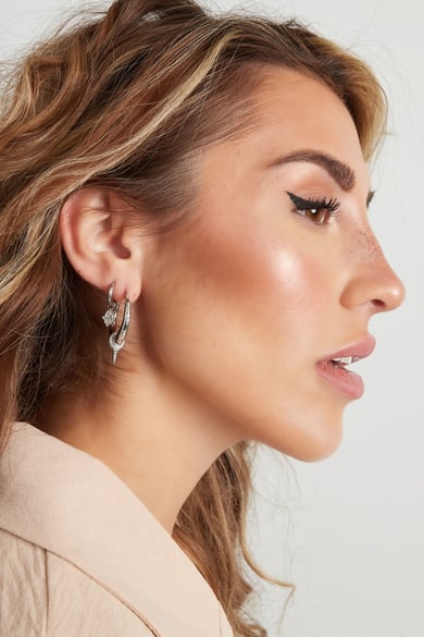 Earrings with charm - Silver Color color h5 Picture4
